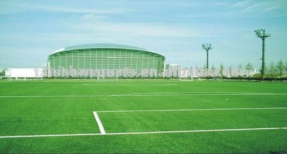 Césped artificial de fútbol de 32 mm de altura de pila con soporte CPP + LENO y recubrimiento de látex SBR