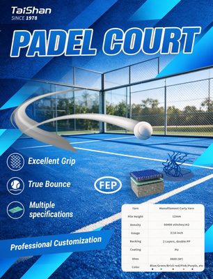 Césped artificial para pádel certificado FEP con altura de pelo de 12 mm y colores personalizables para pistas de pádel profesionales